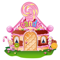 Candyland Theme Candy Shop House Transparent Sticker